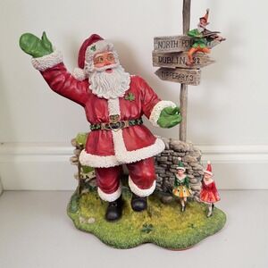 Vtg Danbury Mint Irish Santa Figurine Christmas Decor Celtic Sign Leprechaun Elf